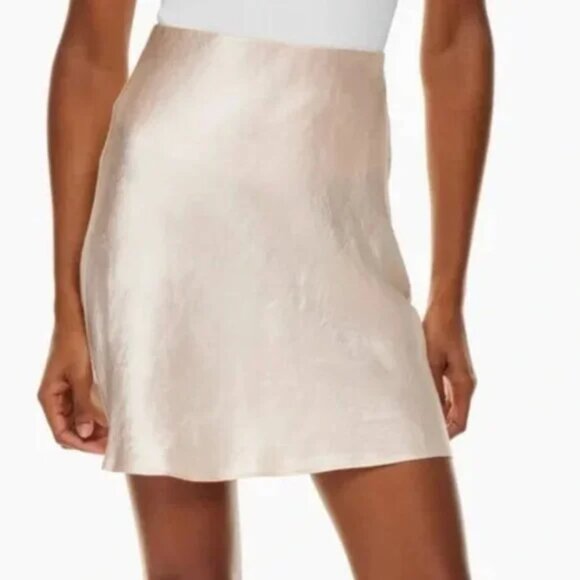Aritzia Babaton Slip Mini Skirt Nude Blush Champagne Size 8 - Picture 3 of 8